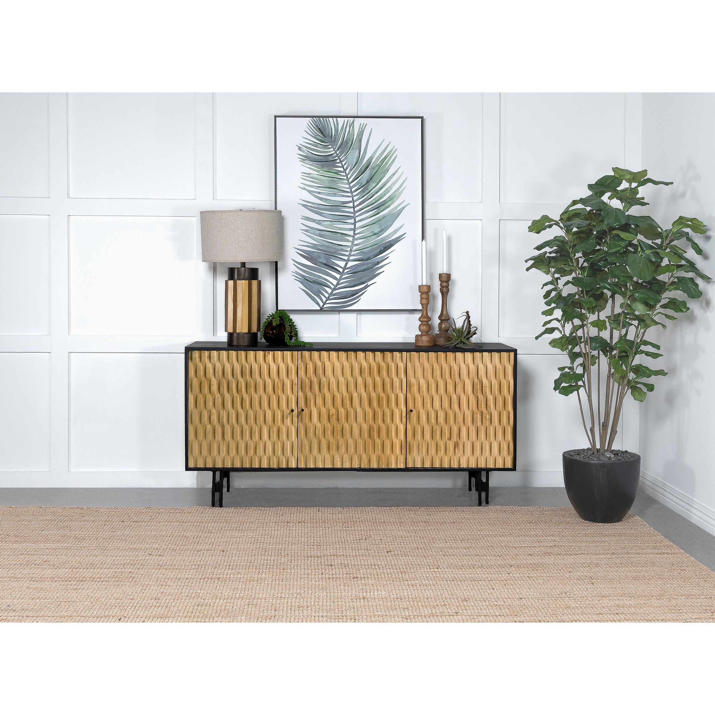 Coaster Furniture Aminah 950383 3-Door Wooden Accent Cabinet - Natural/Black IMAGE 10