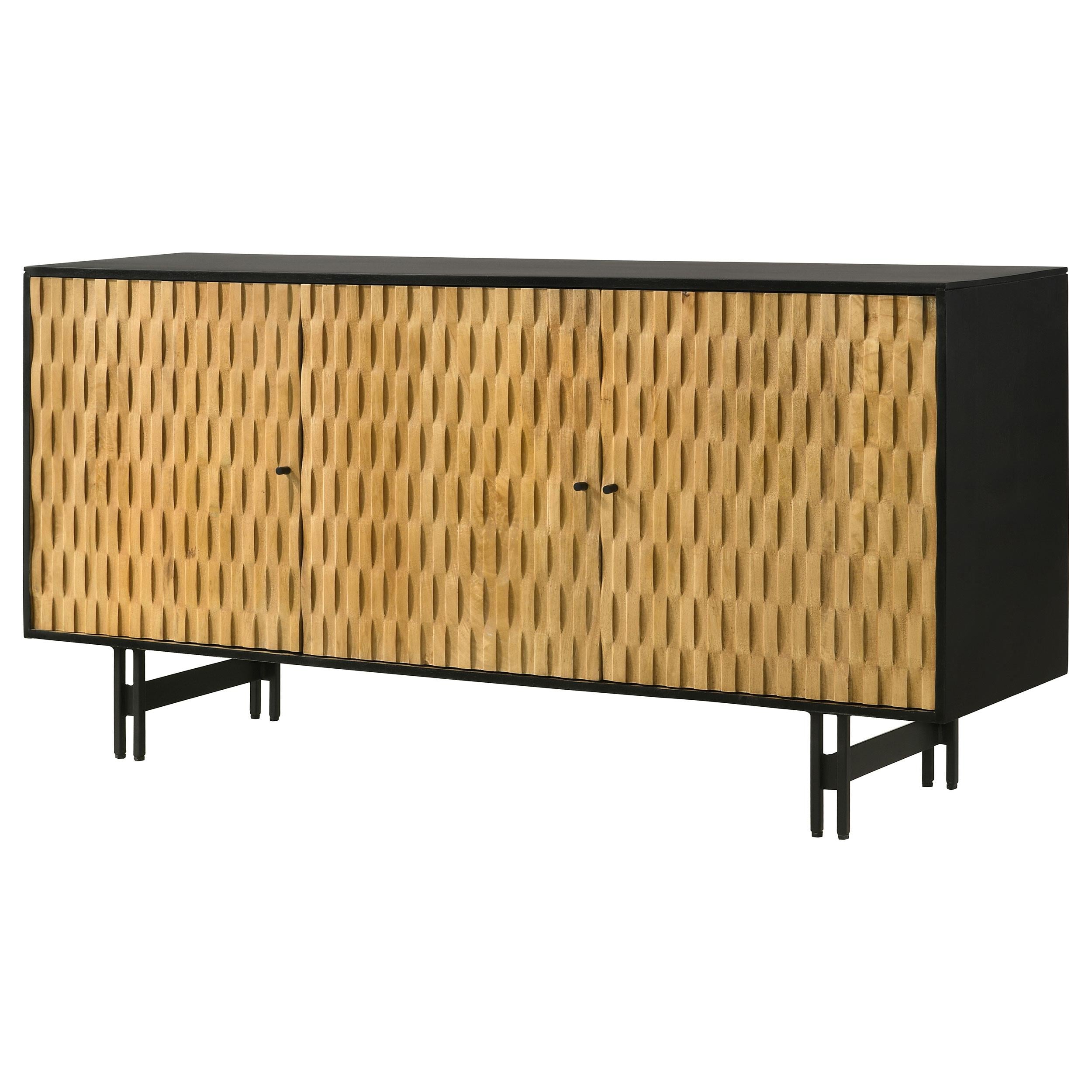 Coaster Furniture Aminah 950383 3-Door Wooden Accent Cabinet - Natural/Black IMAGE 5