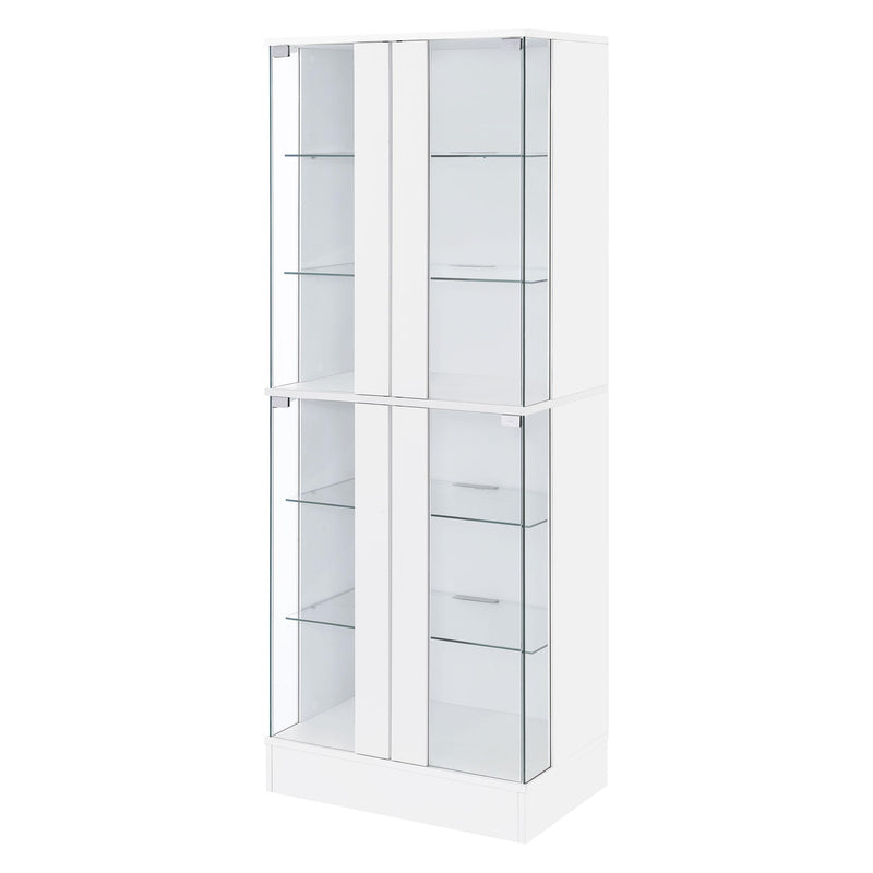 Coaster Furniture Cabra 950397 Display Case Curio Cabinet with Glass Shelves and LED Lighting - White High Gloss IMAGE 7