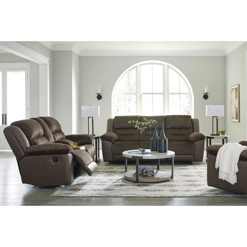 Benchcraft Dorman Stationary Fabric and Leather Look Loveseat with Console 9460894 IMAGE 12