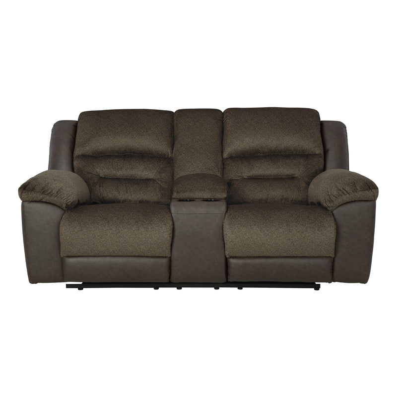 Benchcraft Dorman Stationary Fabric and Leather Look Loveseat with Console 9460894 IMAGE 3