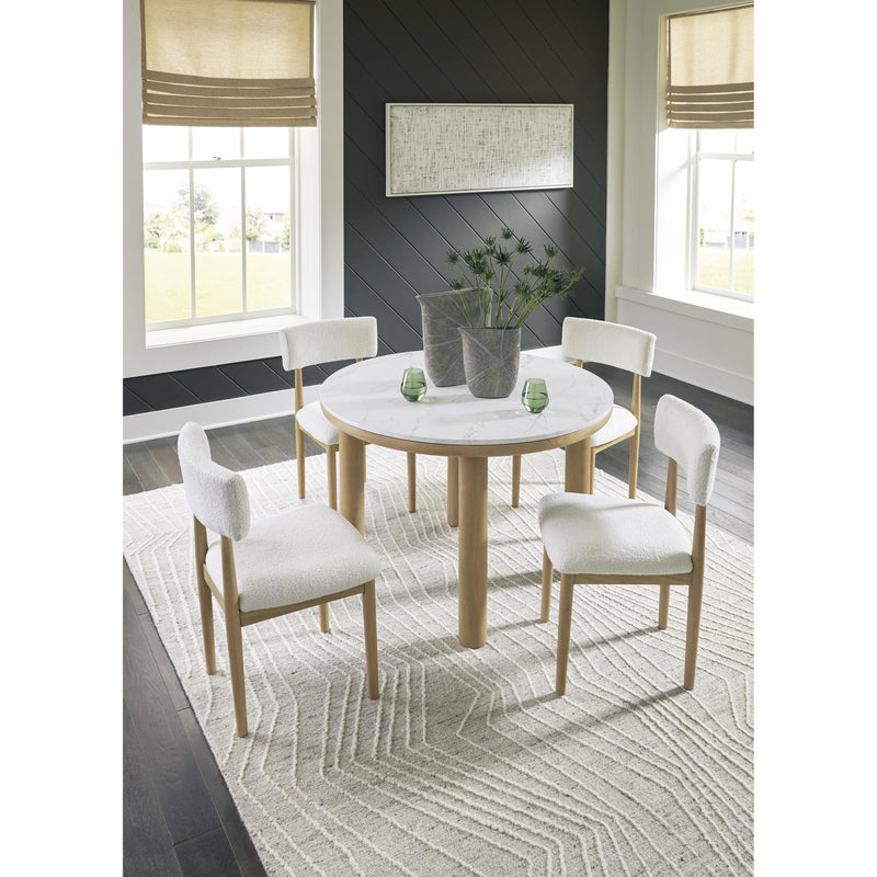 Signature Design by Ashley Round Sawdyn Dining Table with Faux Marble Top D427-15 IMAGE 6