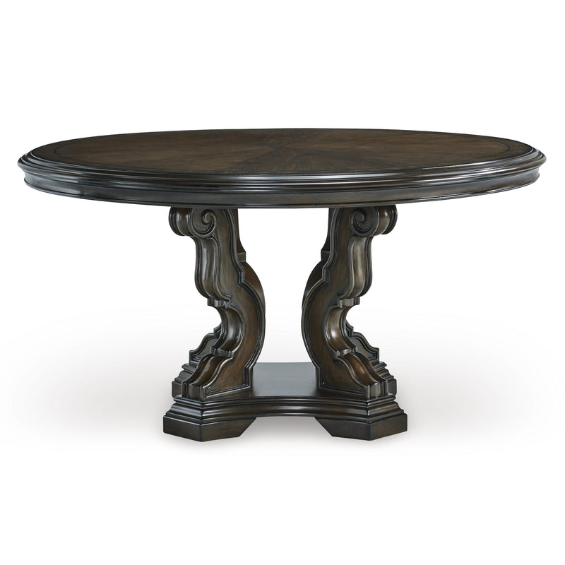 Signature Design by Ashley Round Maylee Dining Table with Pedestal Base D947-50B/D947-50T IMAGE 2