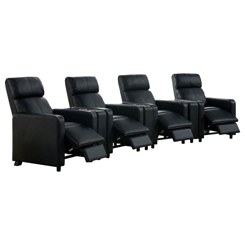 Diamond Modern Furniture COA Toohey Leather Look Reclining Home Theater Seating with Wall Hugger 600181-S4A IMAGE 2