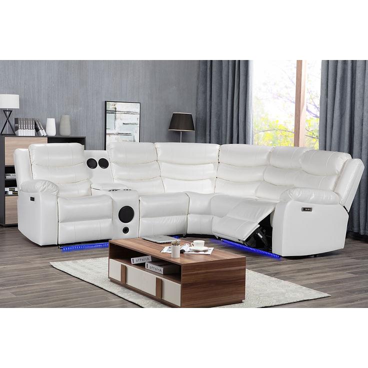 New Era Innovations Sectionals Power Recline Turbo S8686 6 pc Power Reclining Sectional - White IMAGE 1