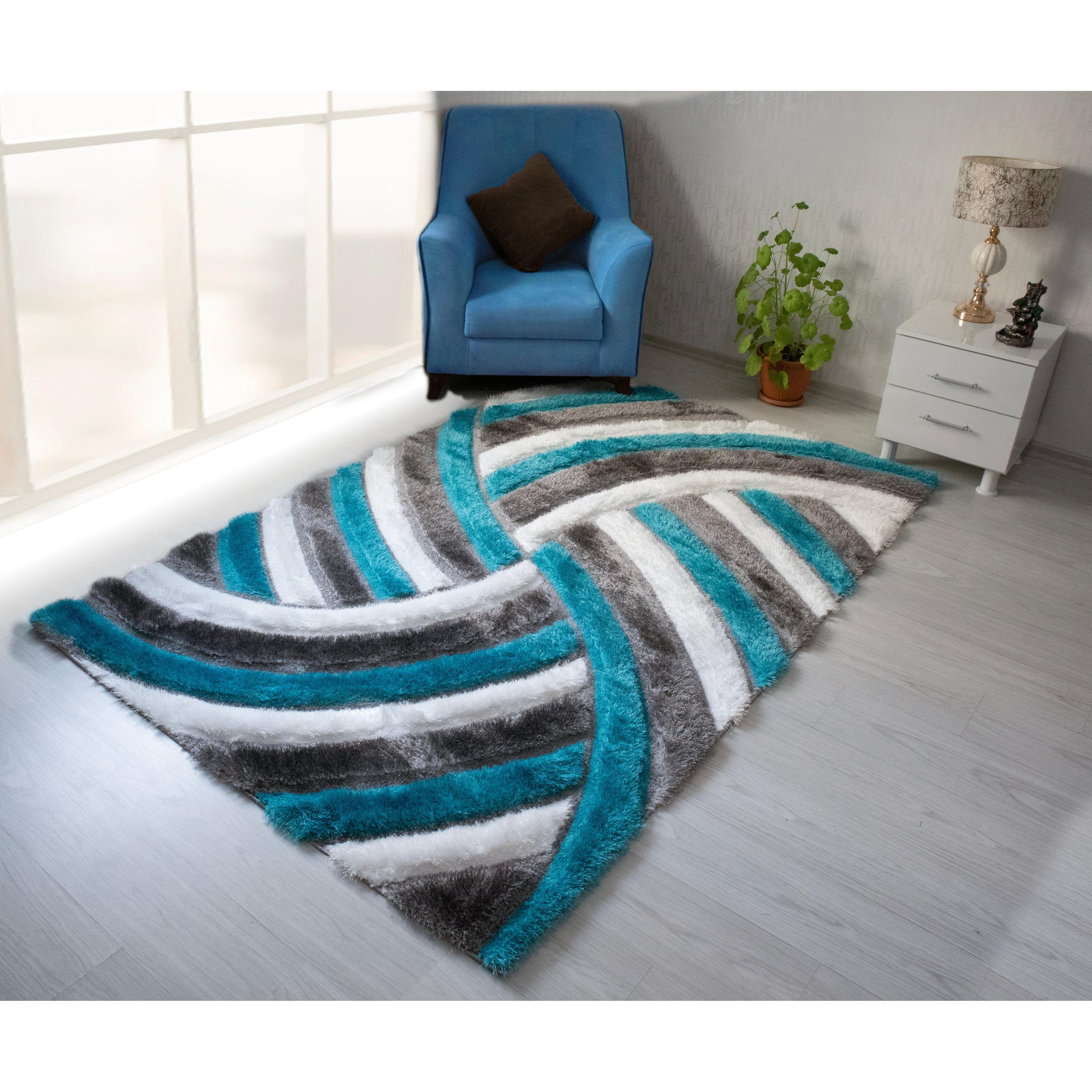 Nova Wholesale Furniture Rugs Rectangle 3D333-GRY/TRQ-57 IMAGE 1