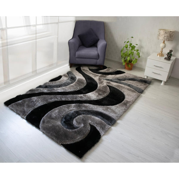 Nova Wholesale Furniture Rugs Rectangle 3D444-GRY-BLC-57 IMAGE 1