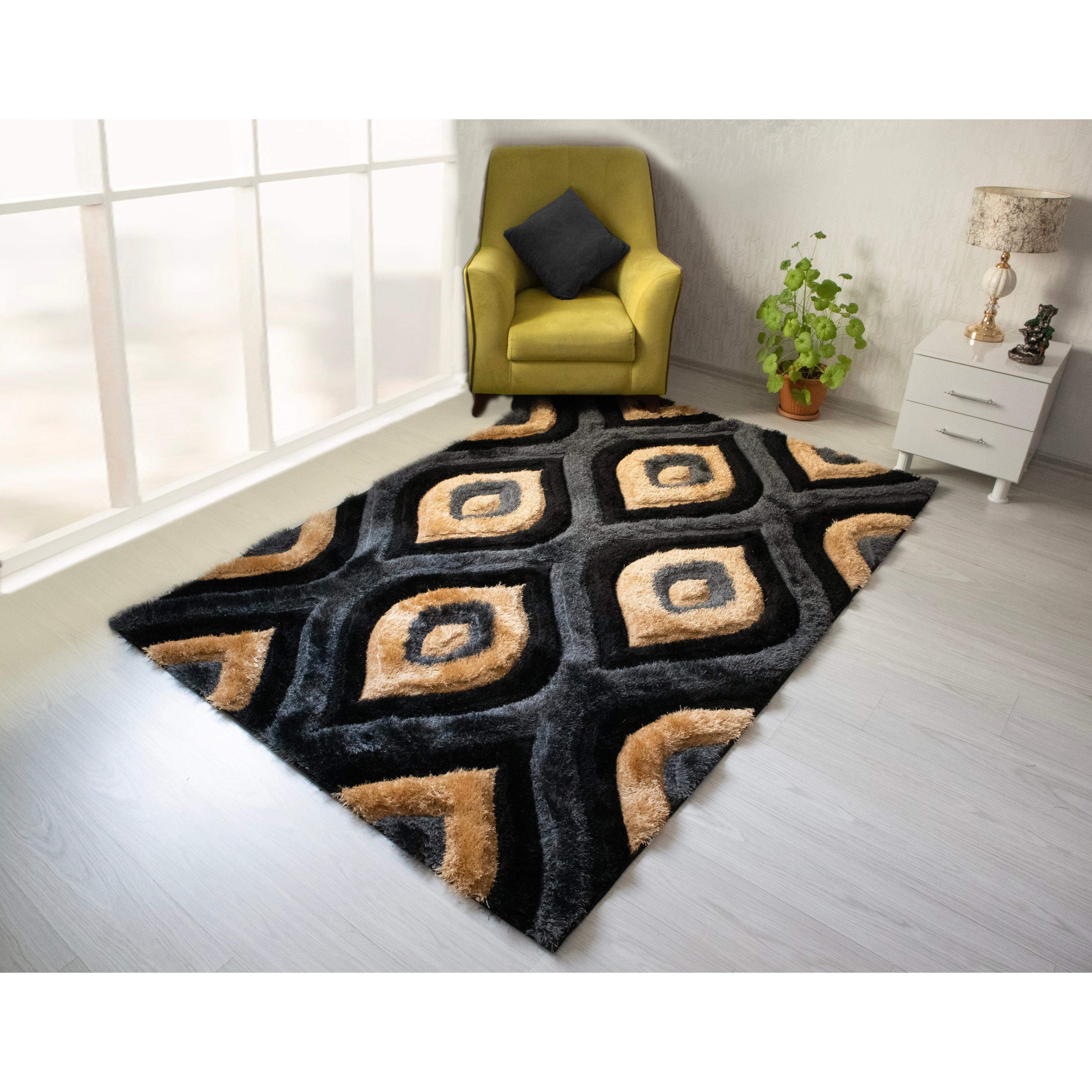 Nova Wholesale Furniture Rugs Rectangle 3D151-GLD/BLC-57 IMAGE 1