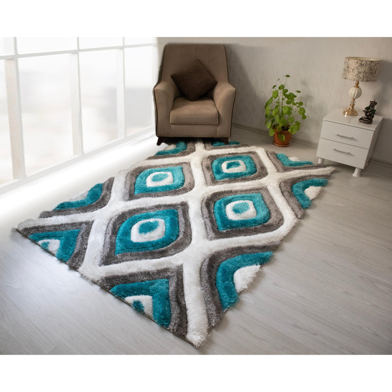 Nova Wholesale Furniture Rugs Rectangle 3D151-GRY/TRQ-57 IMAGE 3