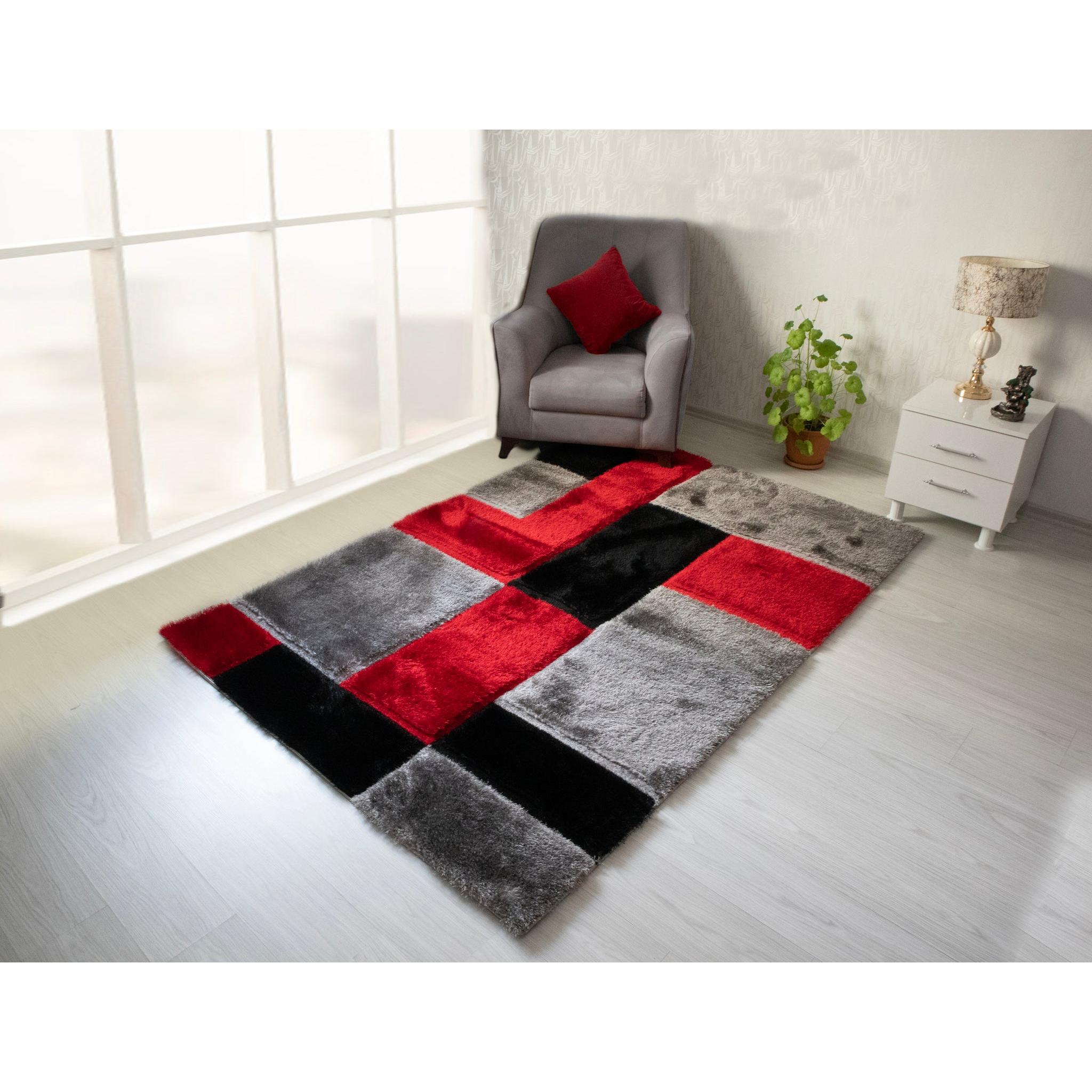 Nova Wholesale Furniture Rugs Rectangle 3D161-GRY/RED-57 IMAGE 1