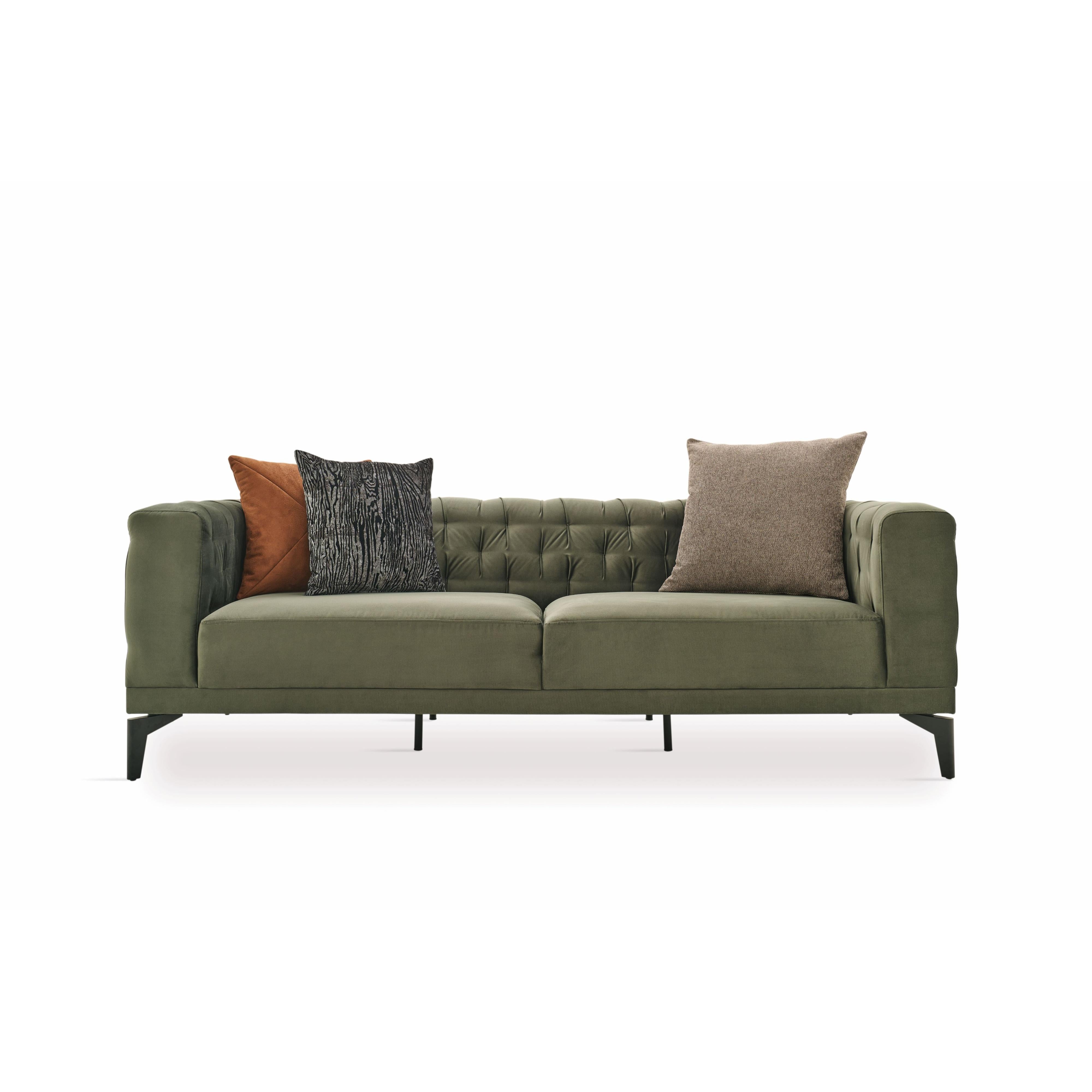 Enza Home Sofas Stationary Dorian 3-Seater Sofa - Green IMAGE 2