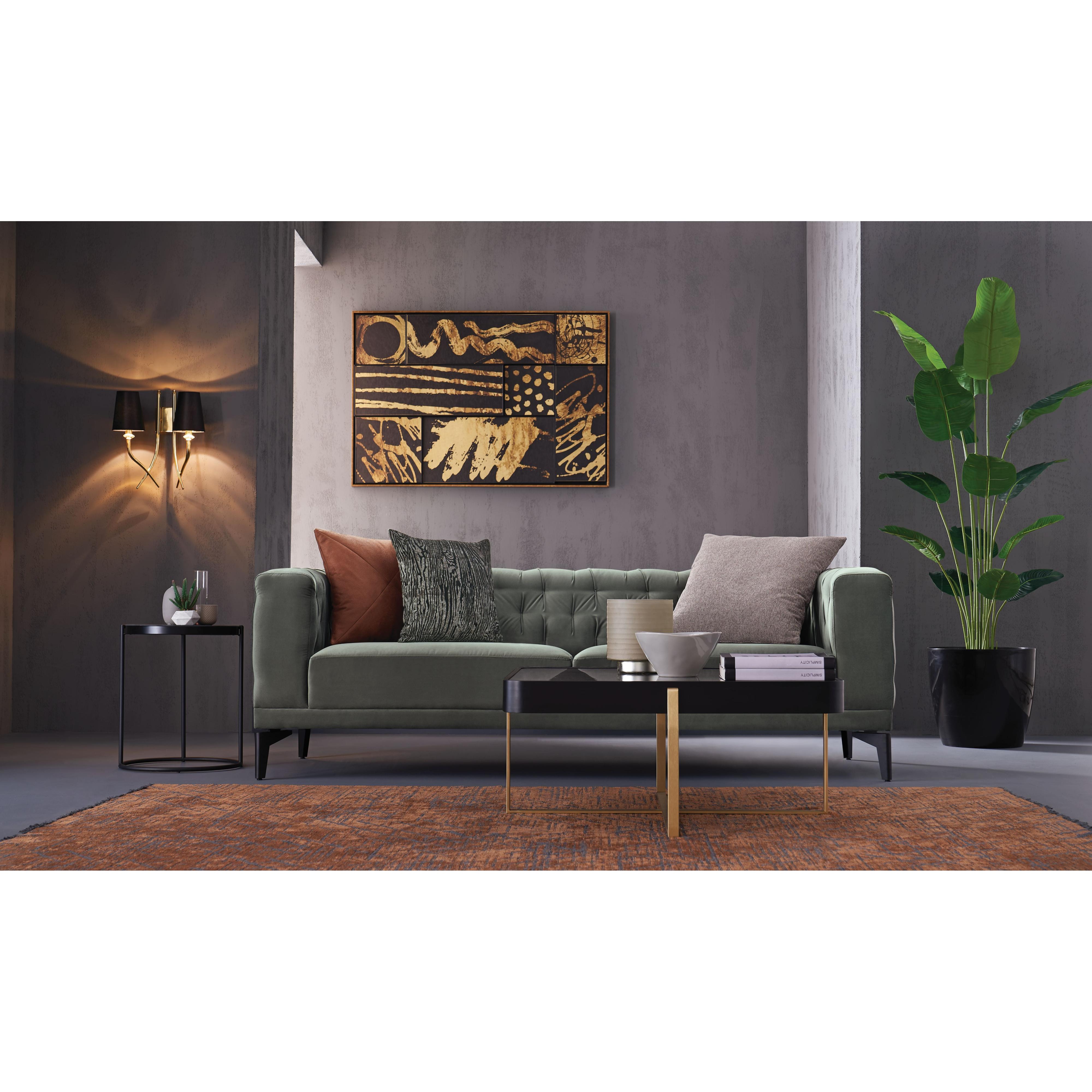 Enza Home Sofas Stationary Dorian 3-Seater Sofa - Green IMAGE 3