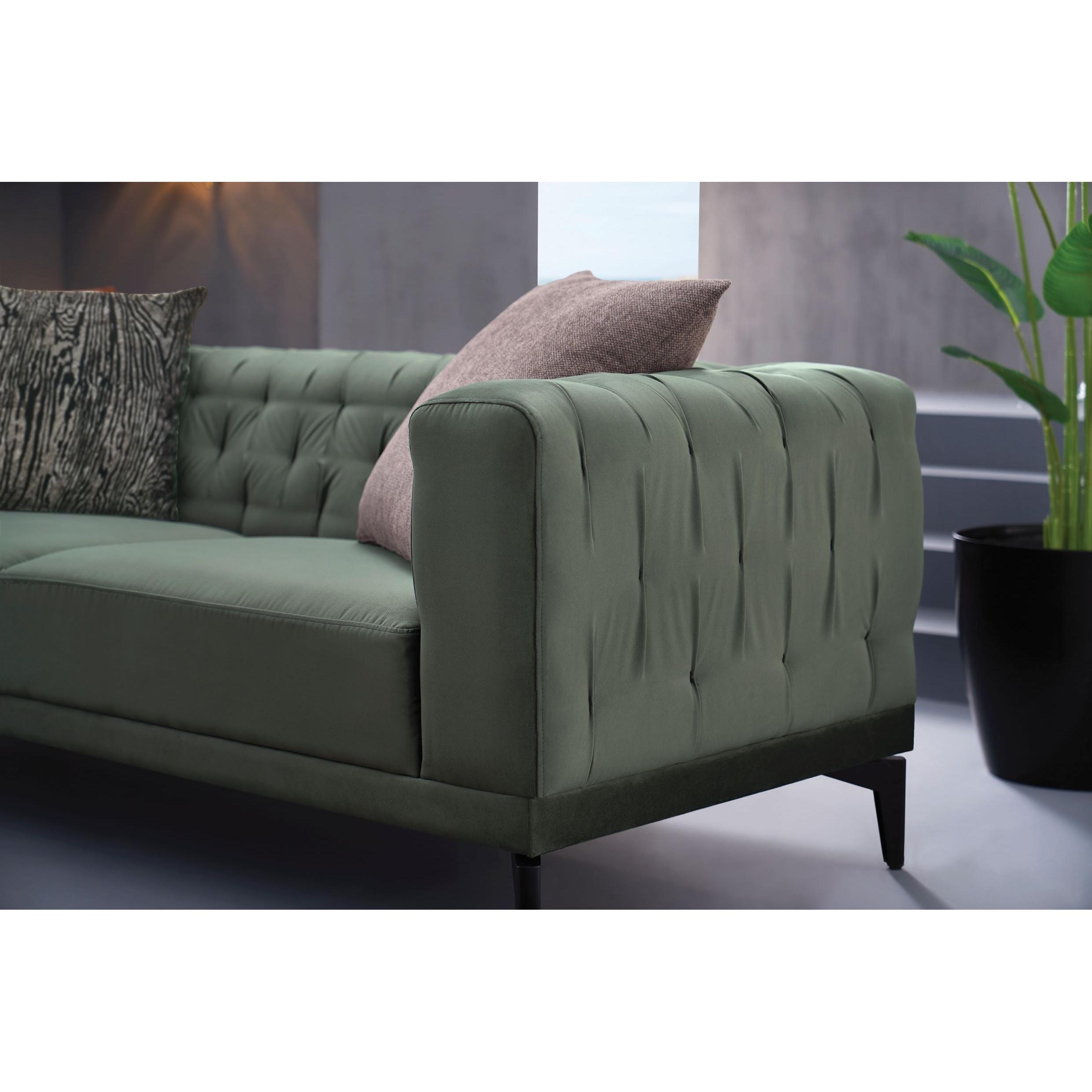 Enza Home Sofas Stationary Dorian 3-Seater Sofa - Green IMAGE 6
