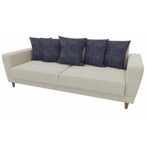 Enza Home Sleepers Sofabeds Dolce 3-Seater Sofa Bed - Cream/Blue IMAGE 1