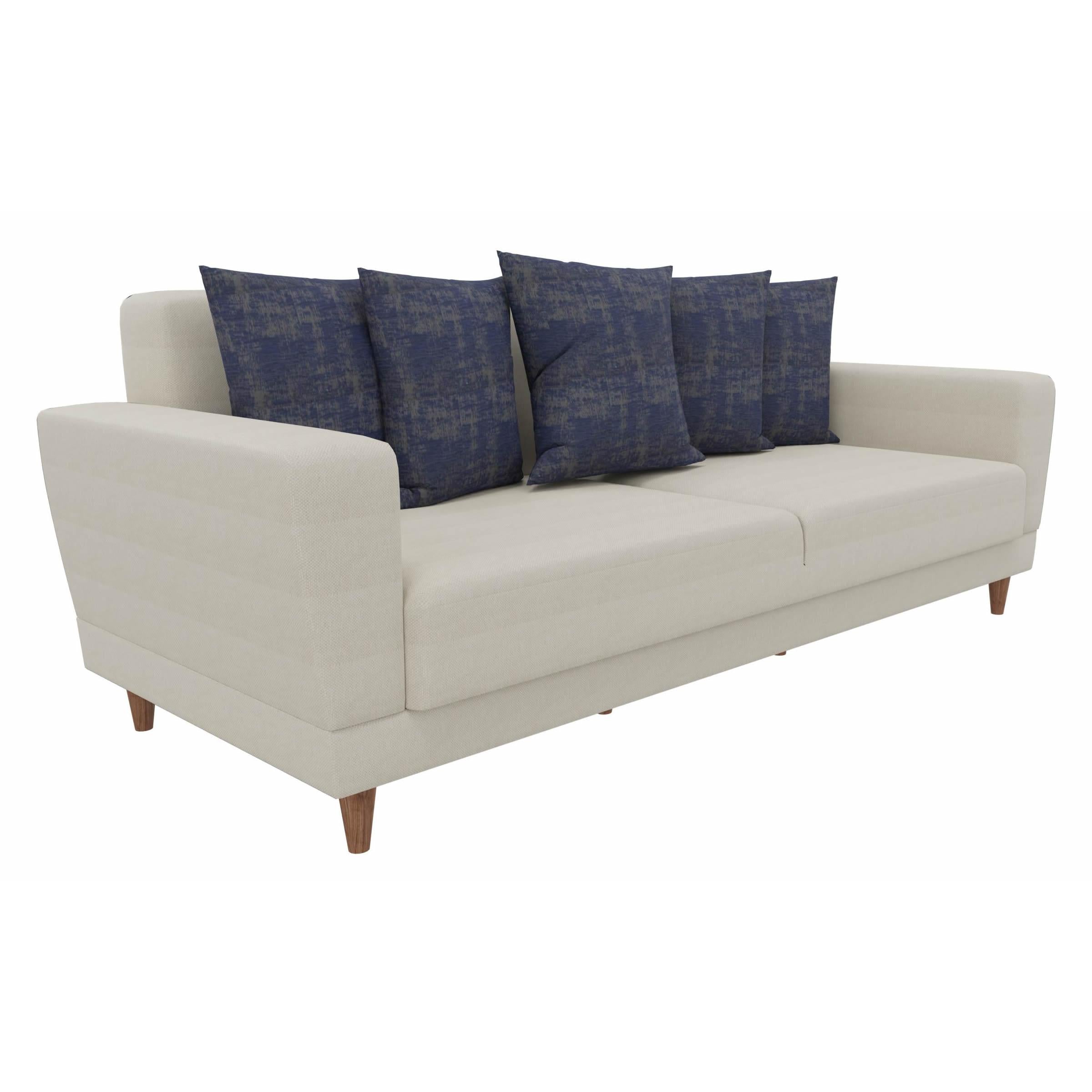 Enza Home Sleepers Sofabeds Dolce 3-Seater Sofa Bed - Cream/Blue IMAGE 3