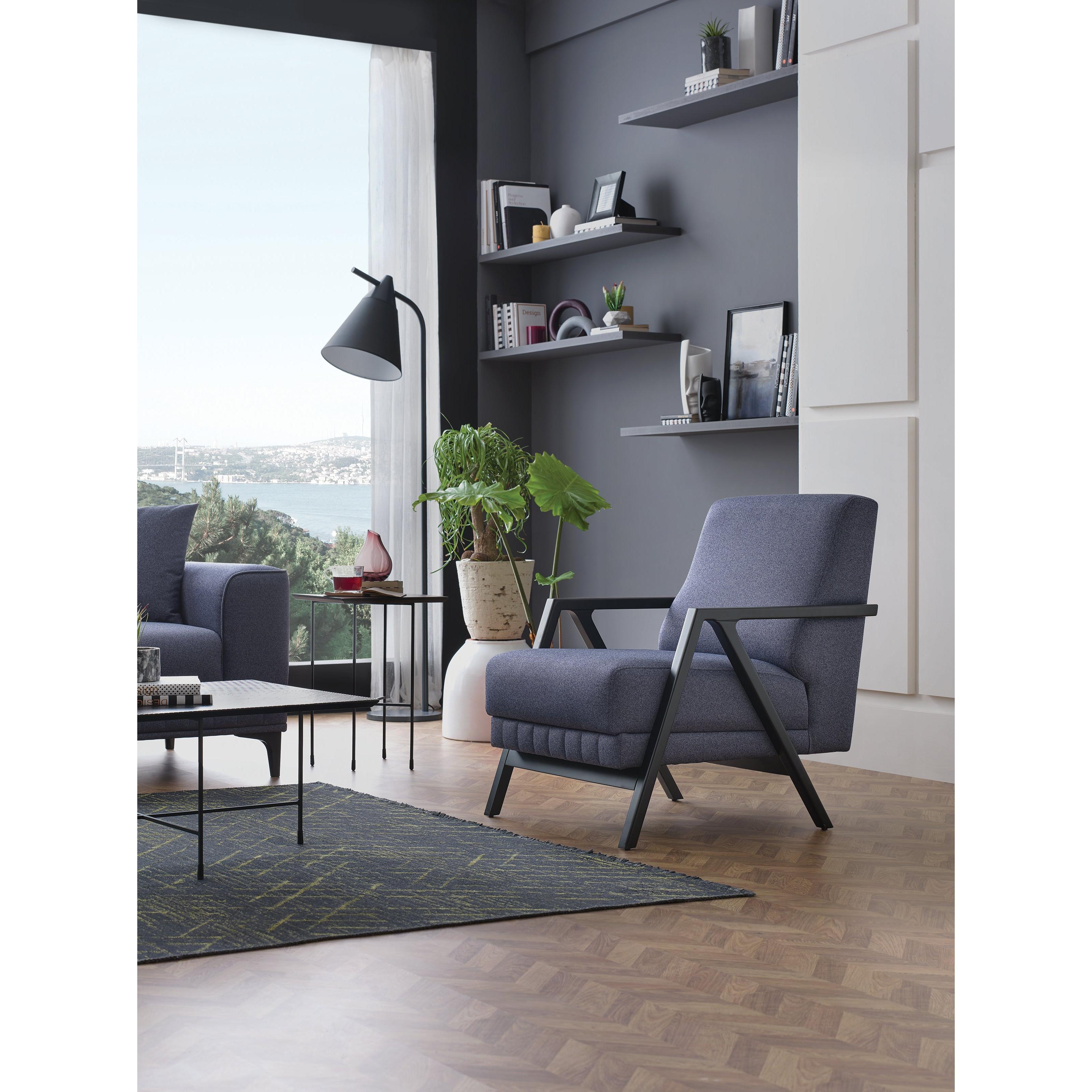 Enza Home Chairs Stationary Pavia Armchair - Navy Blue IMAGE 3