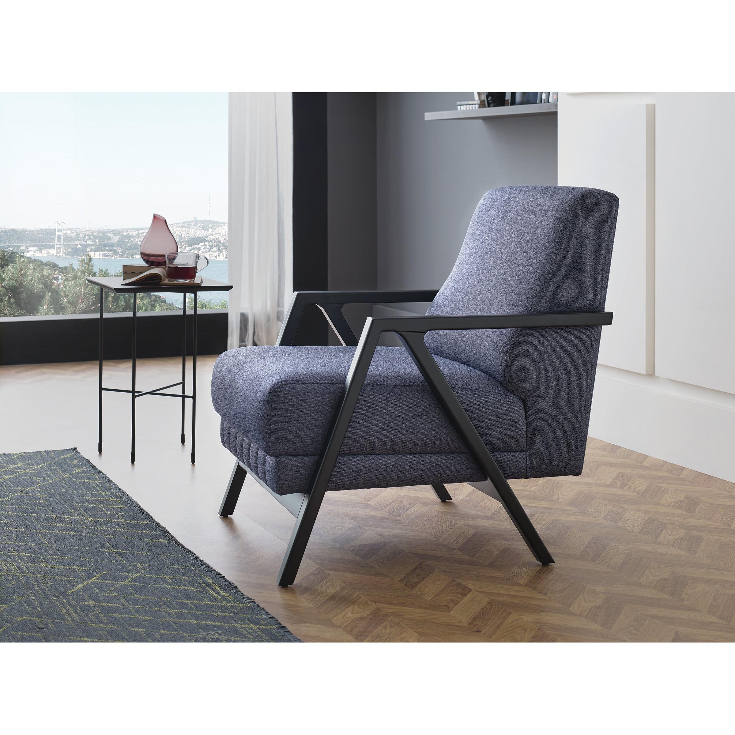 Enza Home Chairs Stationary Pavia Armchair - Navy Blue IMAGE 6