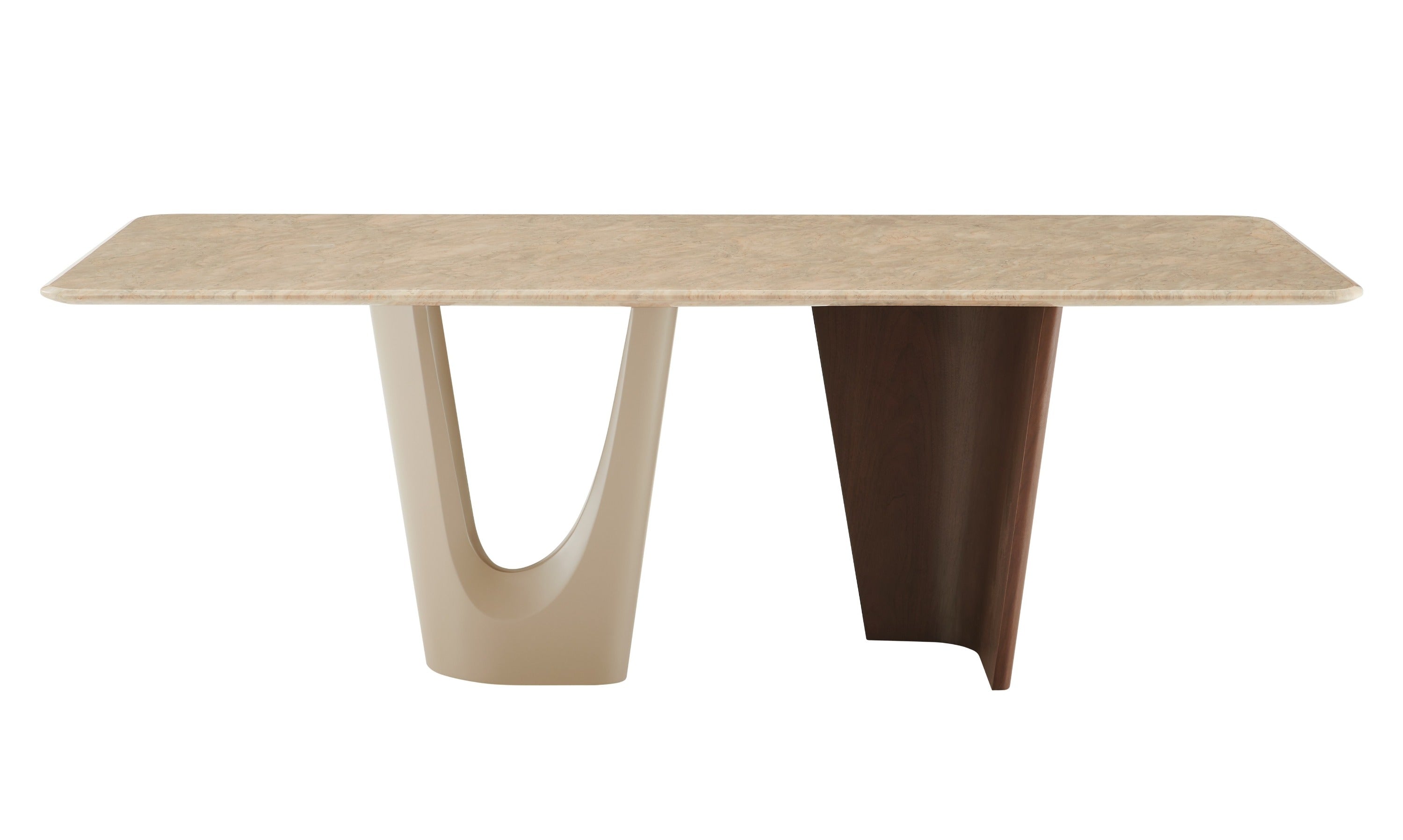 Modrest Brianna - Contemporary Marble and Cream/Walnut Dining Table