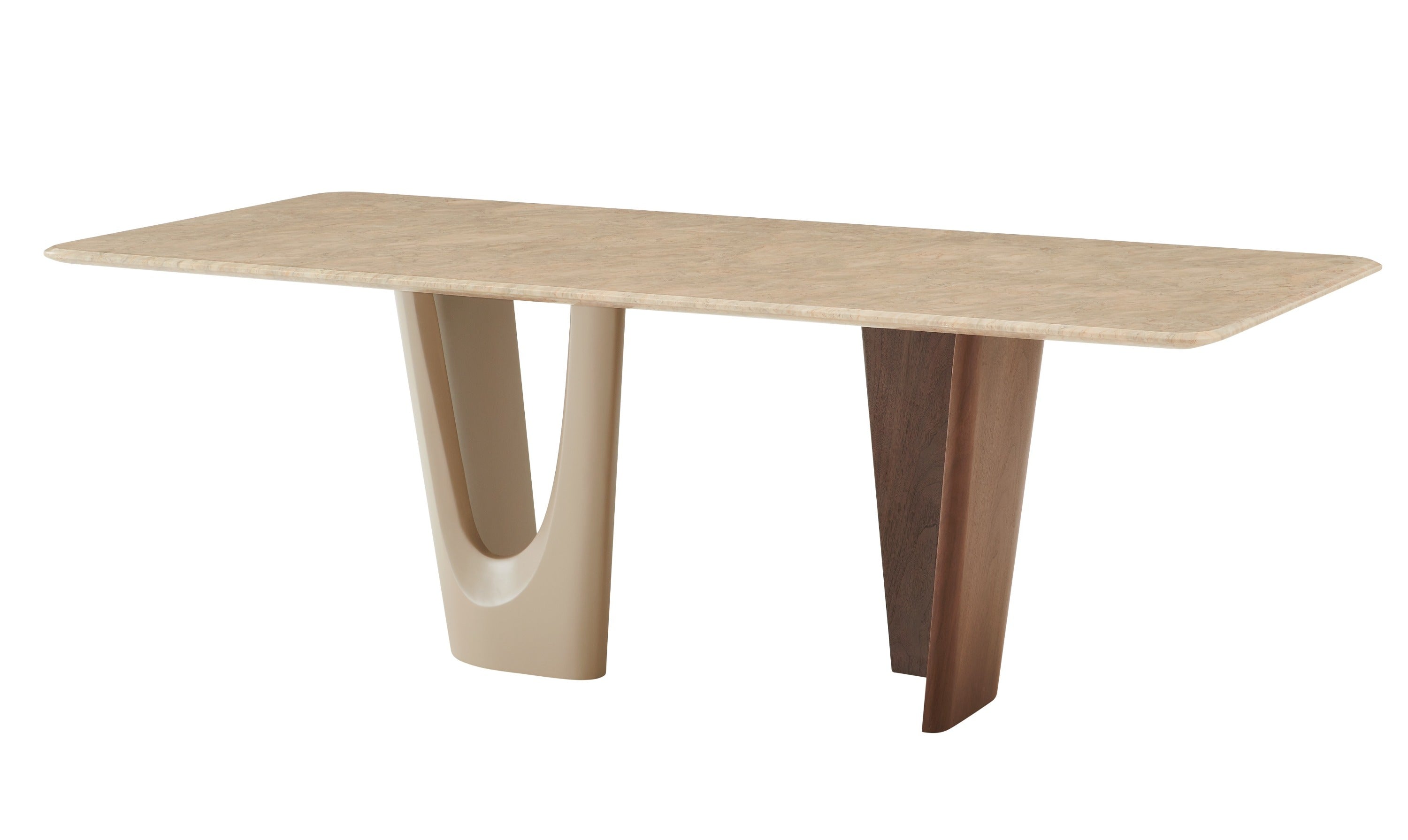 Modrest Brianna - Contemporary Marble and Cream/Walnut Dining Table