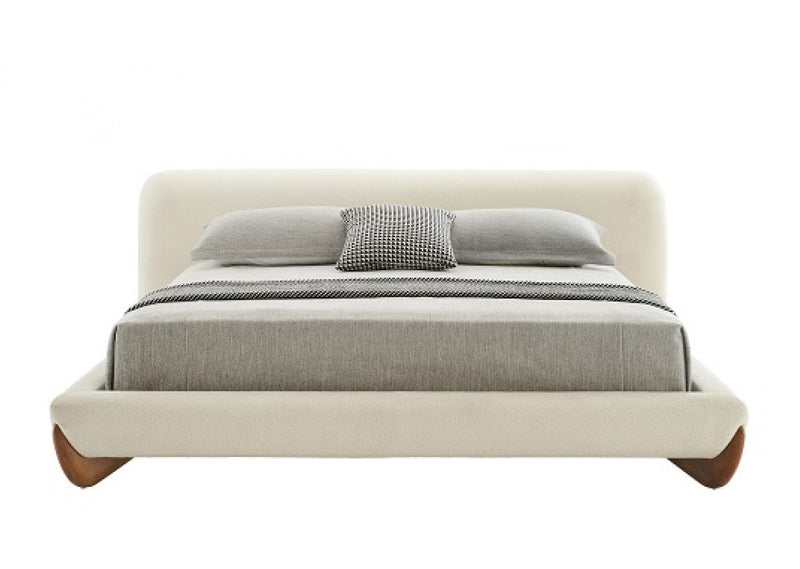 Modrest Fleury - Contemporary Cream Fabric and Walnut  Bed