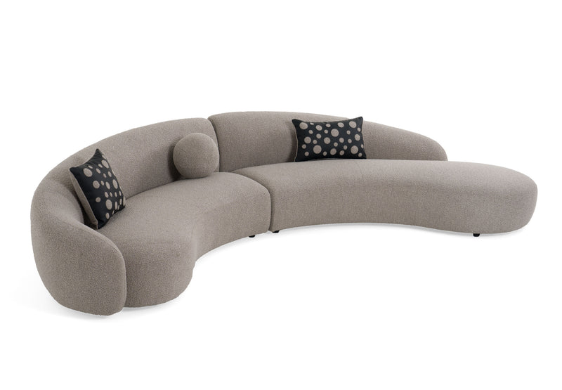 Divani Casa Allis - Glam Grey and Black Fabric Curved Sectional Sofa