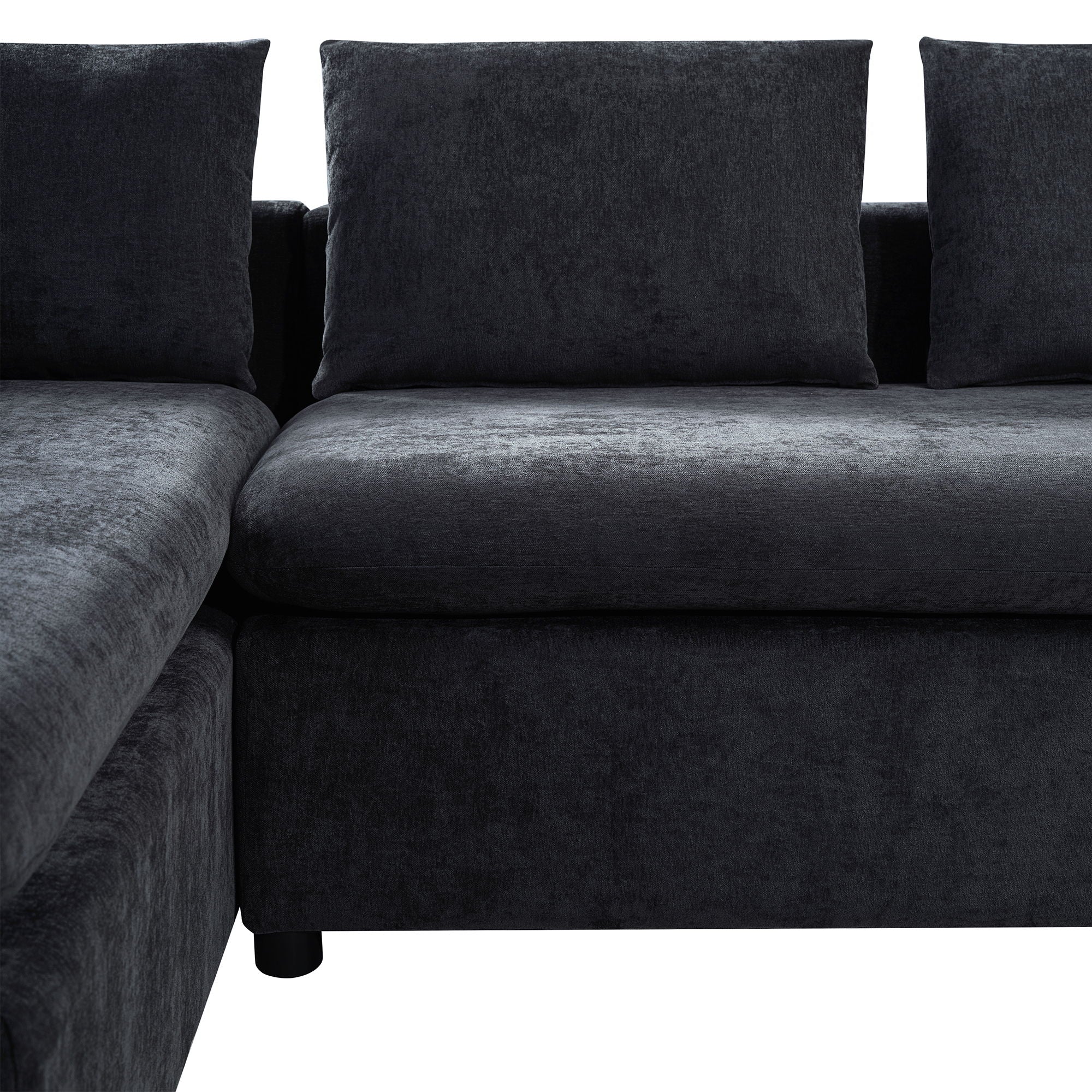 Modern L Shaped Sectional Sofa With Upholstery And Wooden Storage
