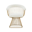 Modrest Chandler - Modern  White Sherpa and Matte Gold Dining Chair