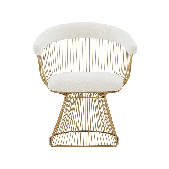 Modrest Chandler - Modern  White Sherpa and Matte Gold Dining Chair