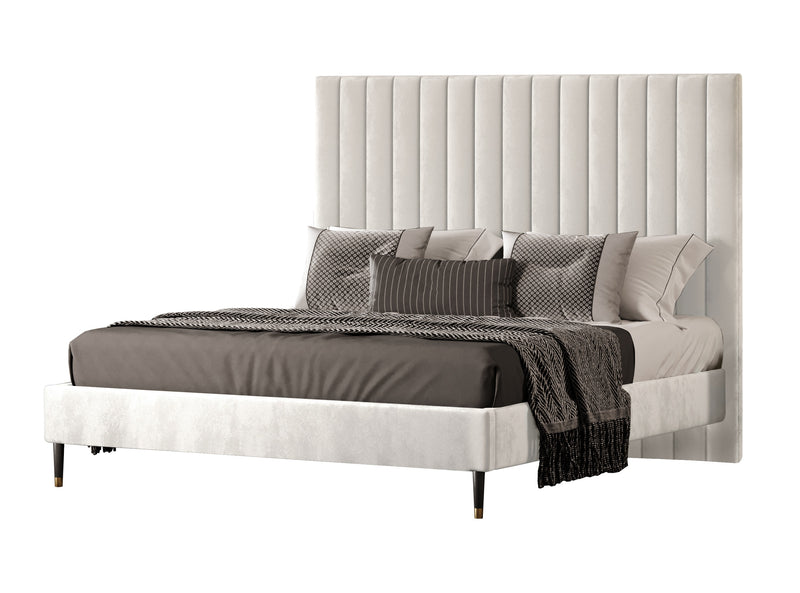 Modrest Hemlock - Contemporary White Fabric  Bed