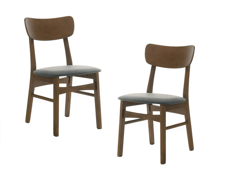 Modrest Castillo - Modern Walnut and  Grey Side Dining Chair (Set of 2)