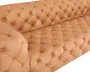 Divani Casa Dexter - Transitional Camel Full Italian Leather Tufted Sofa
