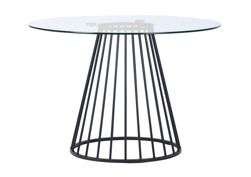 Modrest Holly - Modern Round Clear Glass and Black Dining Table