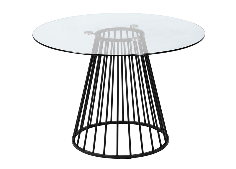 Modrest Holly - Modern Round Clear Glass and Black Dining Table