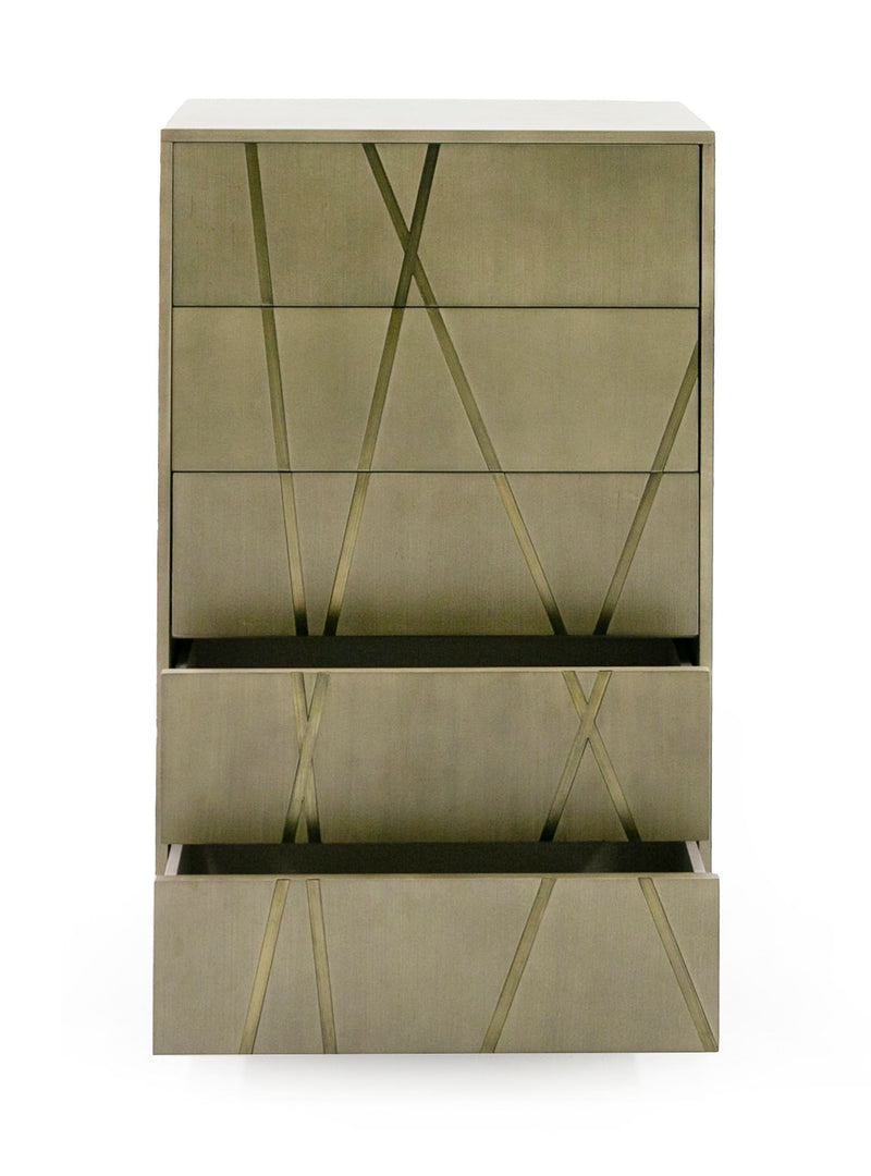 Modrest Nixa - Modern Wide Birch + Brushed Bronze Chest
