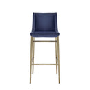 Modrest Mimi - Contemporary Blue Velvet + Brass Counter Stool Set of 2