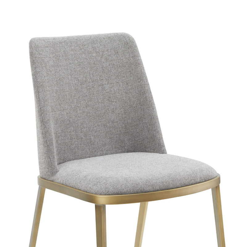 Modrest Brent- Contemporary Light Grey Fabric + Brass Dining Chair Set of 2
