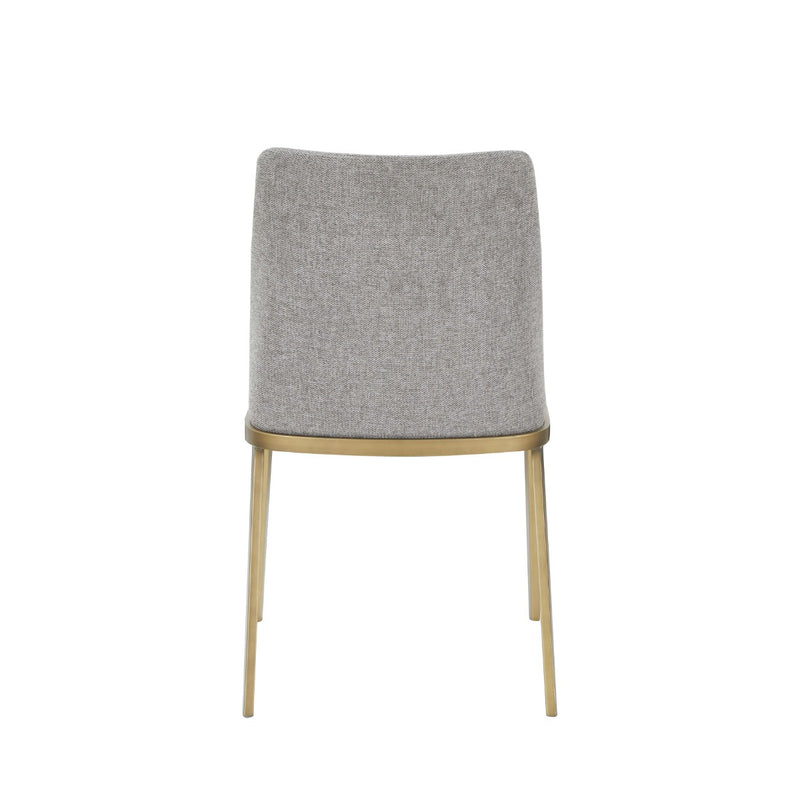 Modrest Brent- Contemporary Light Grey Fabric + Brass Dining Chair Set of 2