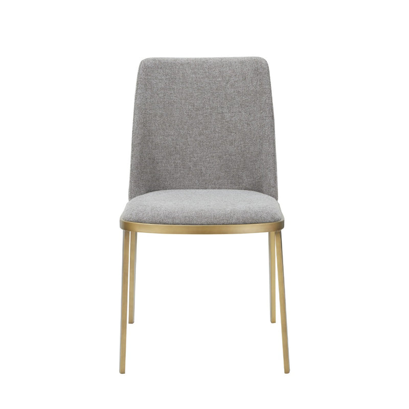 Modrest Brent- Contemporary Light Grey Fabric + Brass Dining Chair Set of 2