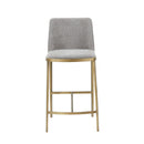 Modrest Brent- Contemporary Light Grey Fabric + Brass Counter Stool