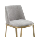 Modrest Brent- Contemporary Light Grey Fabric + Brass Counter Stool