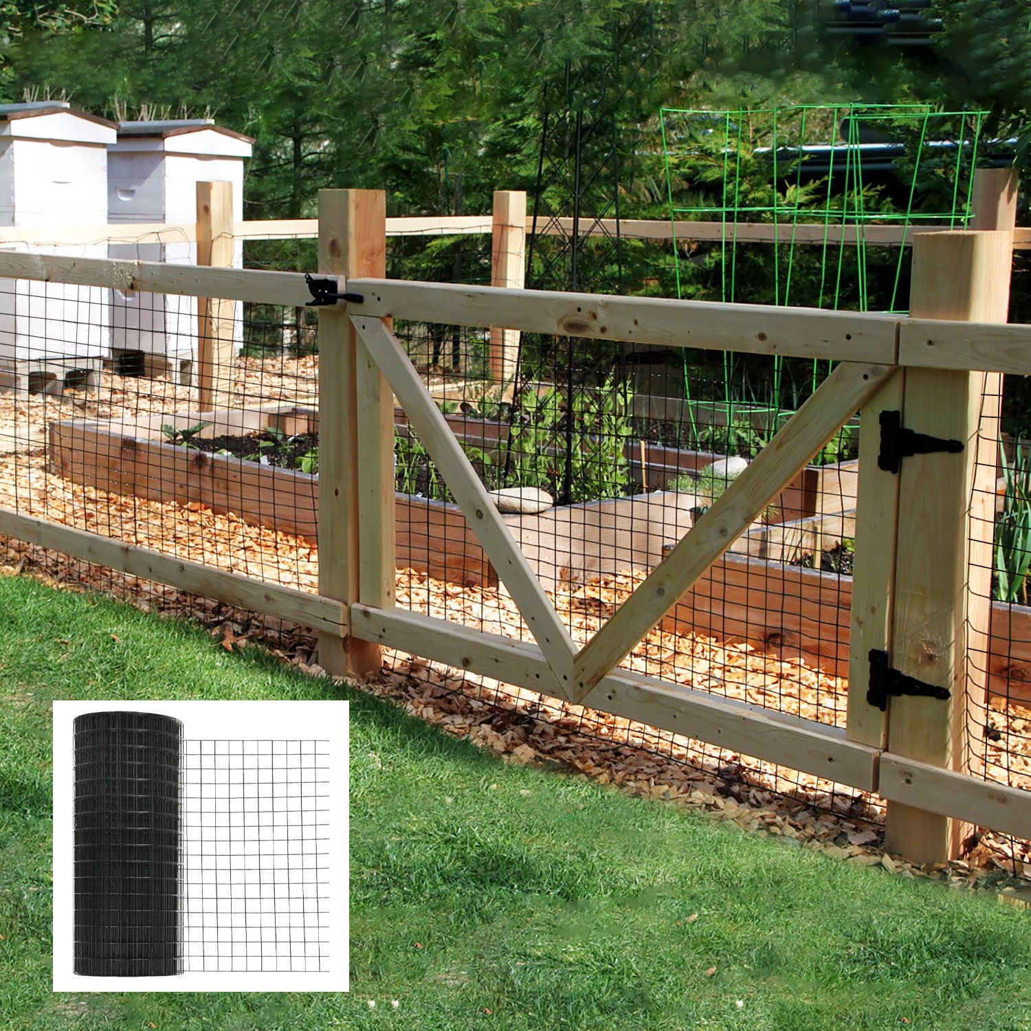 Vinyl Coated Hardware Cloth, 21 Gauge, Galvanized Steel, For Poultry Netting And Chicken Coop - Black