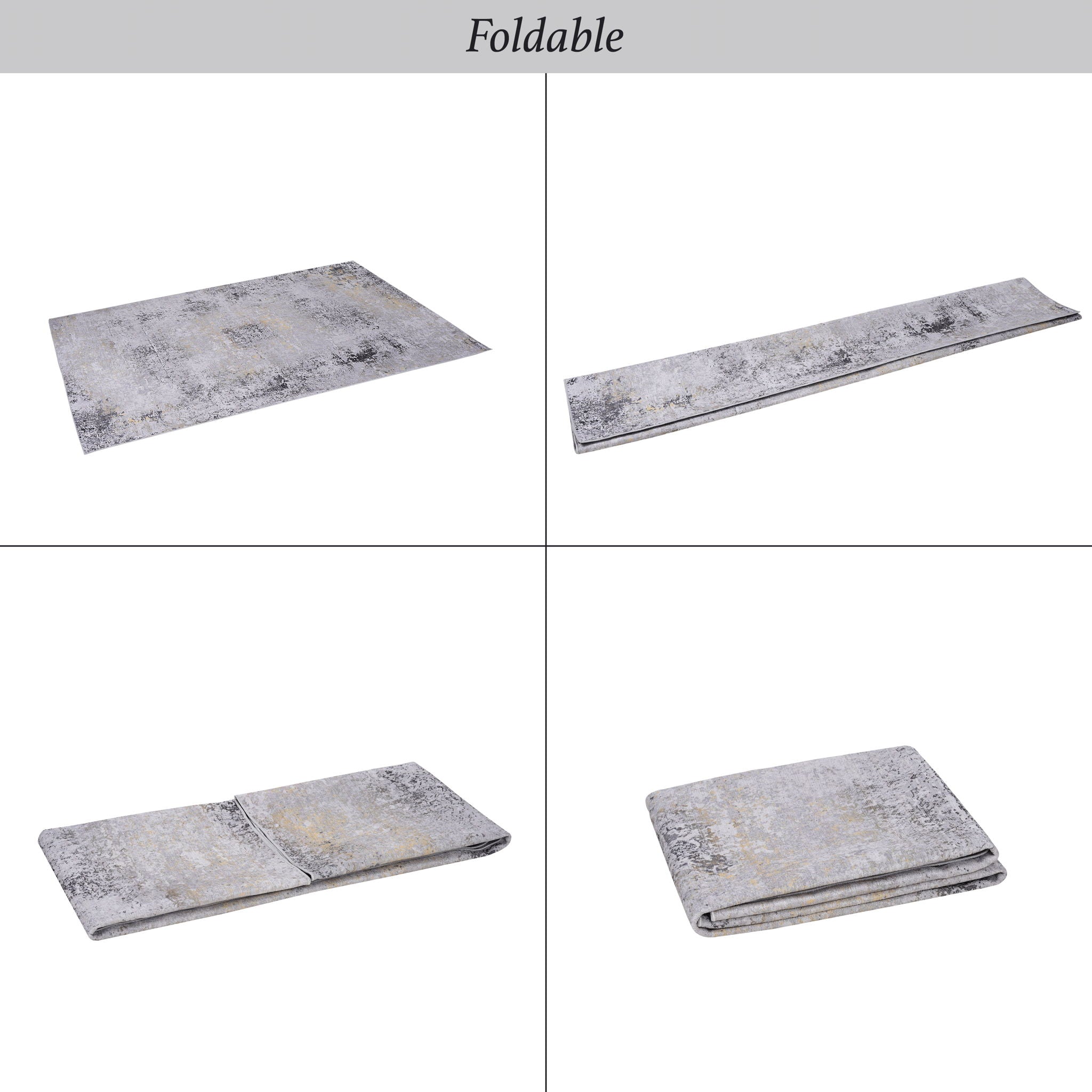 Maval - 6' X 9' Washable Area Rug - Gray / Gold
