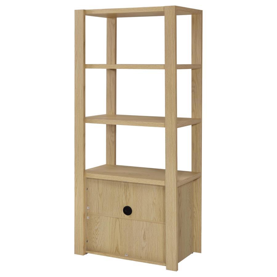 Laurelton - 3-Shelf Media Tower Tall Pier Cabinet - Light Oak