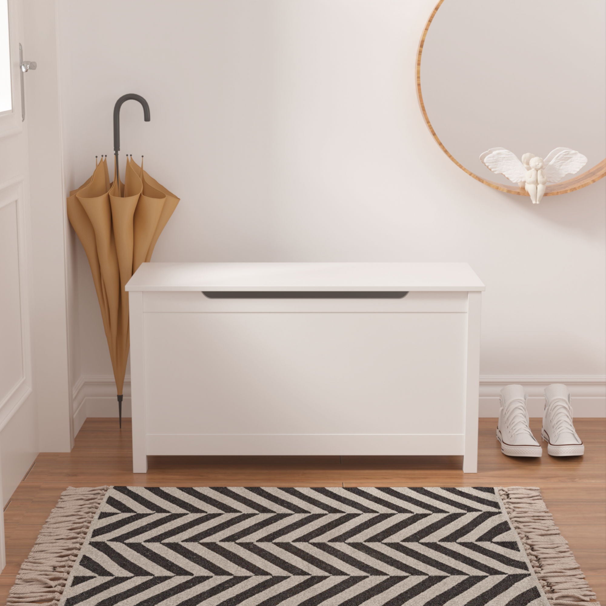 Toy Box Storage With Safety Hinged Lid
