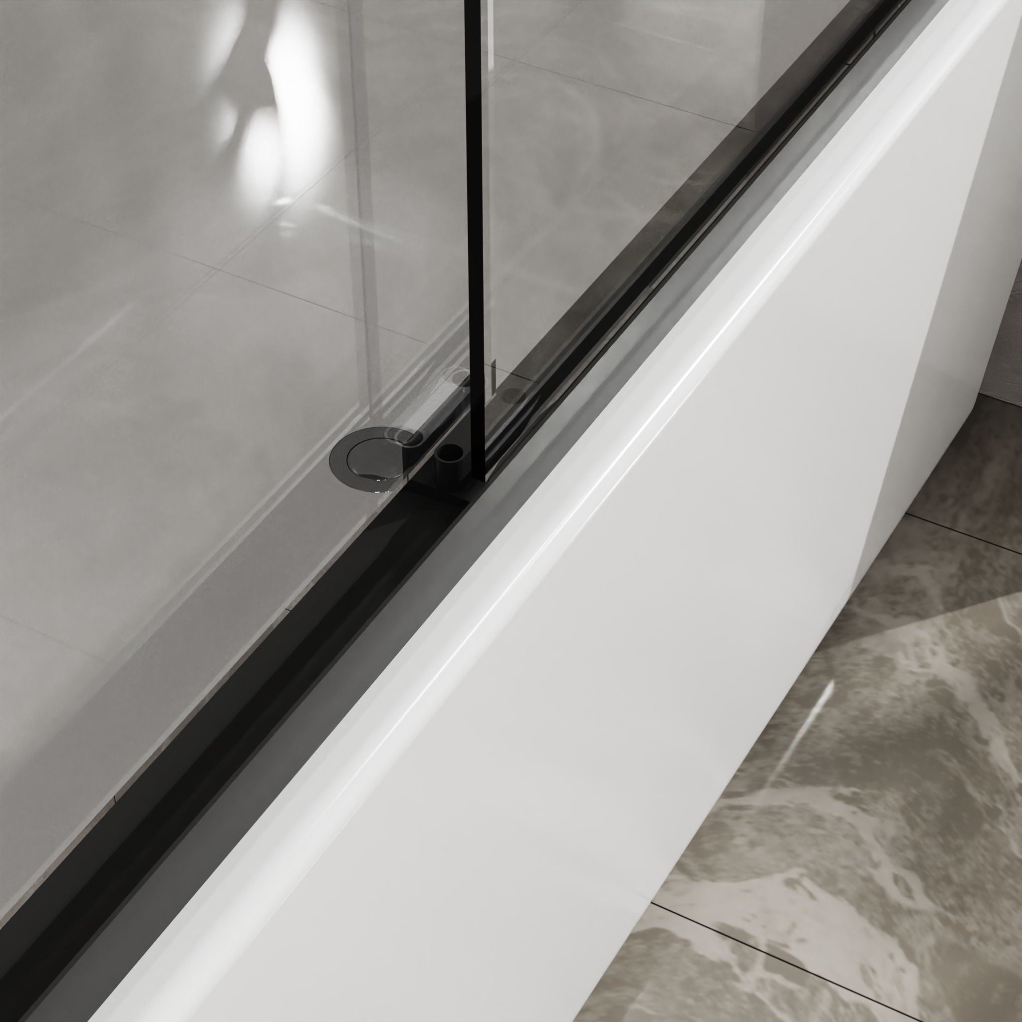 Goodyo - Double Sliding Bathtub Shower Door With Sgcc Clear Tempered Glass