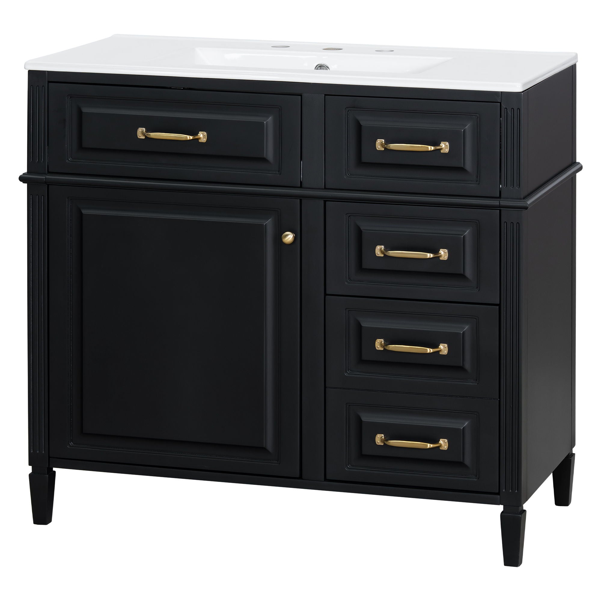 Modern Bathroom Vanity With Sink Top, Flip Drawer Design