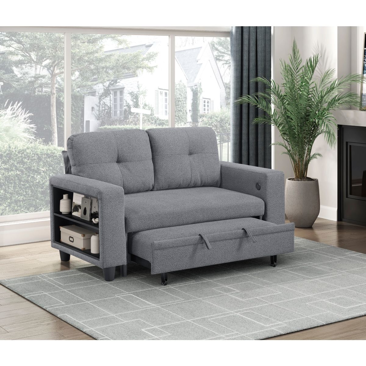 Robinson - Loveseat With Pull-Out Bed, Shelves And Charging Ports