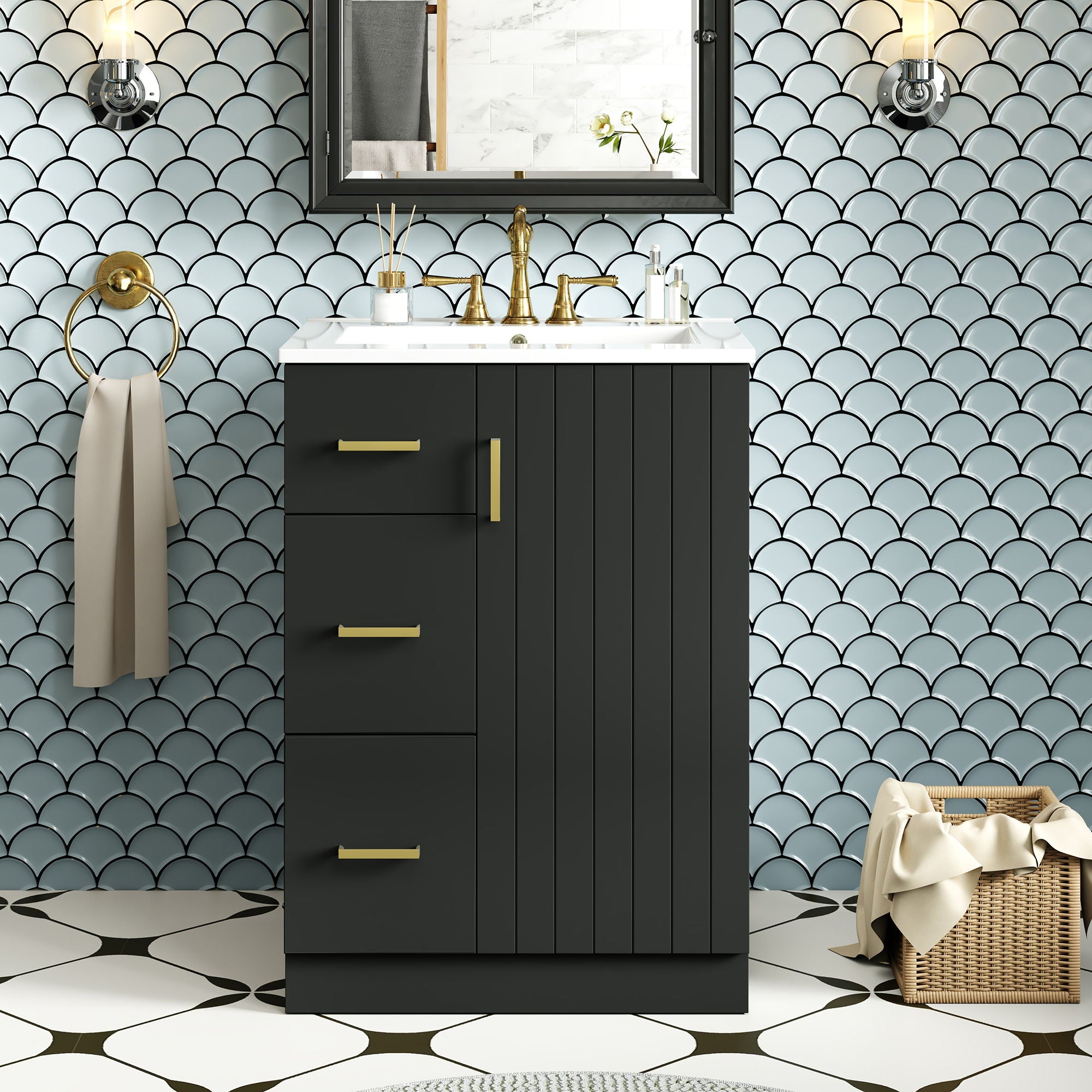 Bathroom Vanity With Under Mount Sink, 2 Drawers And Soft Closing Door