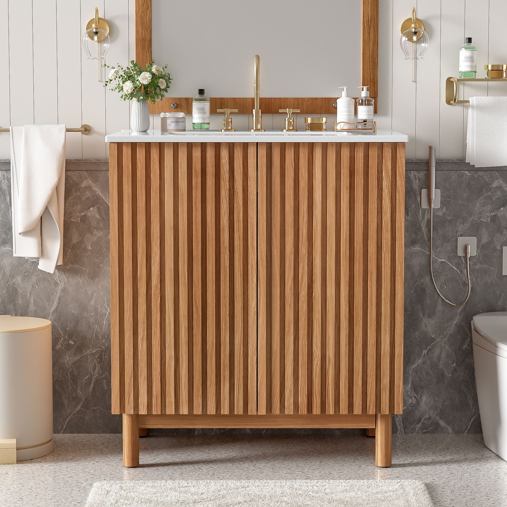 Traditional Bathroom Vanity With Ceramic Sink