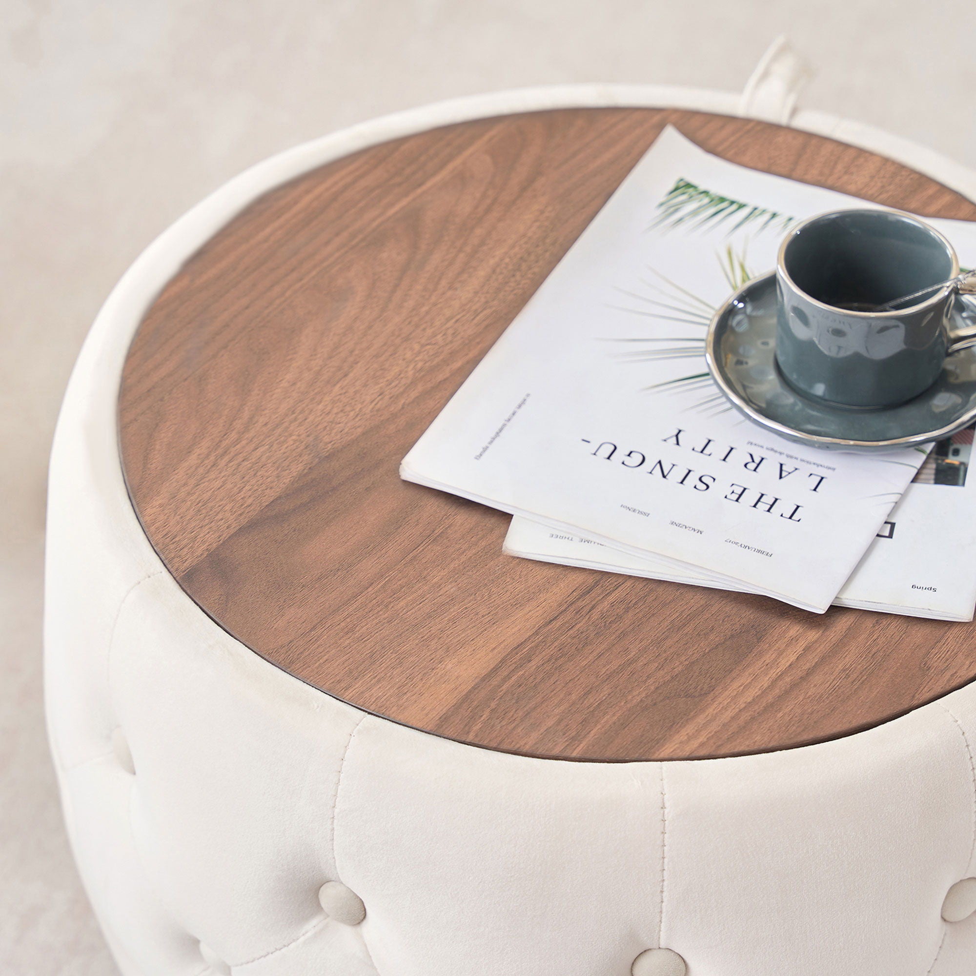 Nesting Ottomans 2 Piece With Tray, 4 In 1 Function